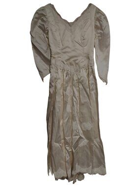 Vintage 80s/90s Cream Wedding Dress Handmade/Homemade Size Medium/Large